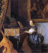 Jan Vermeer Young Woman Seated at a Virginal painting